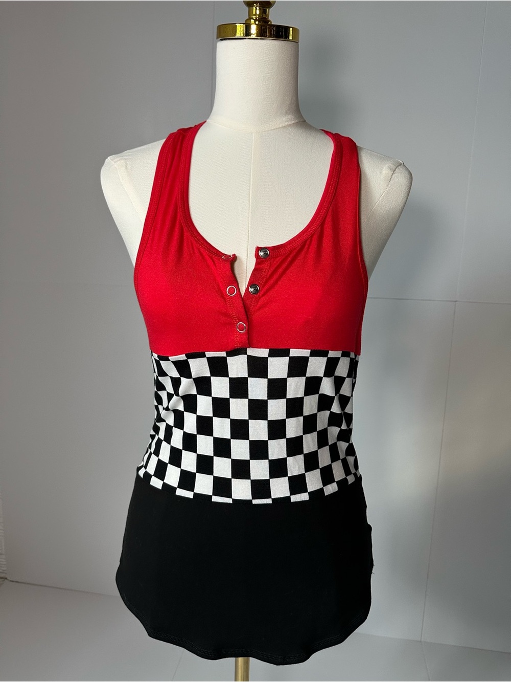 Red Checkered Racerback Tank Top by